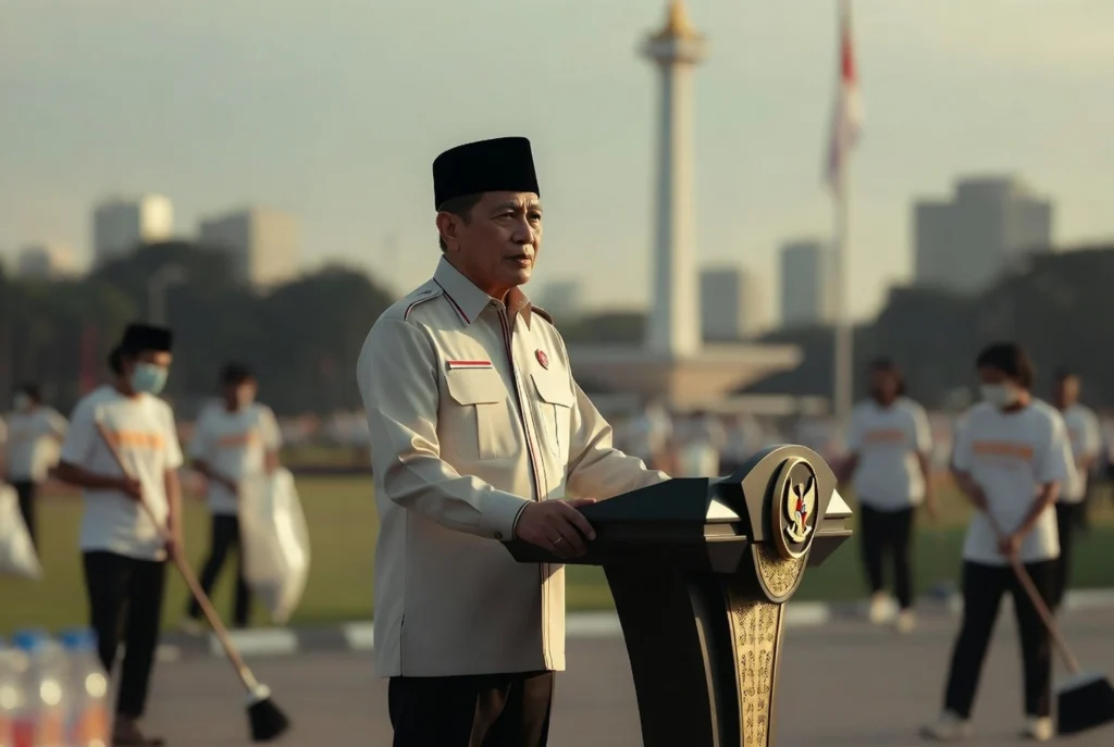 Relawan Kebersihan yang Disiapkan di Seluruh Area Monas