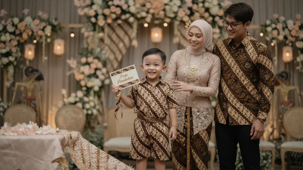 Rincian Busana Batik yang Diselaraskan Seisi Keluarga