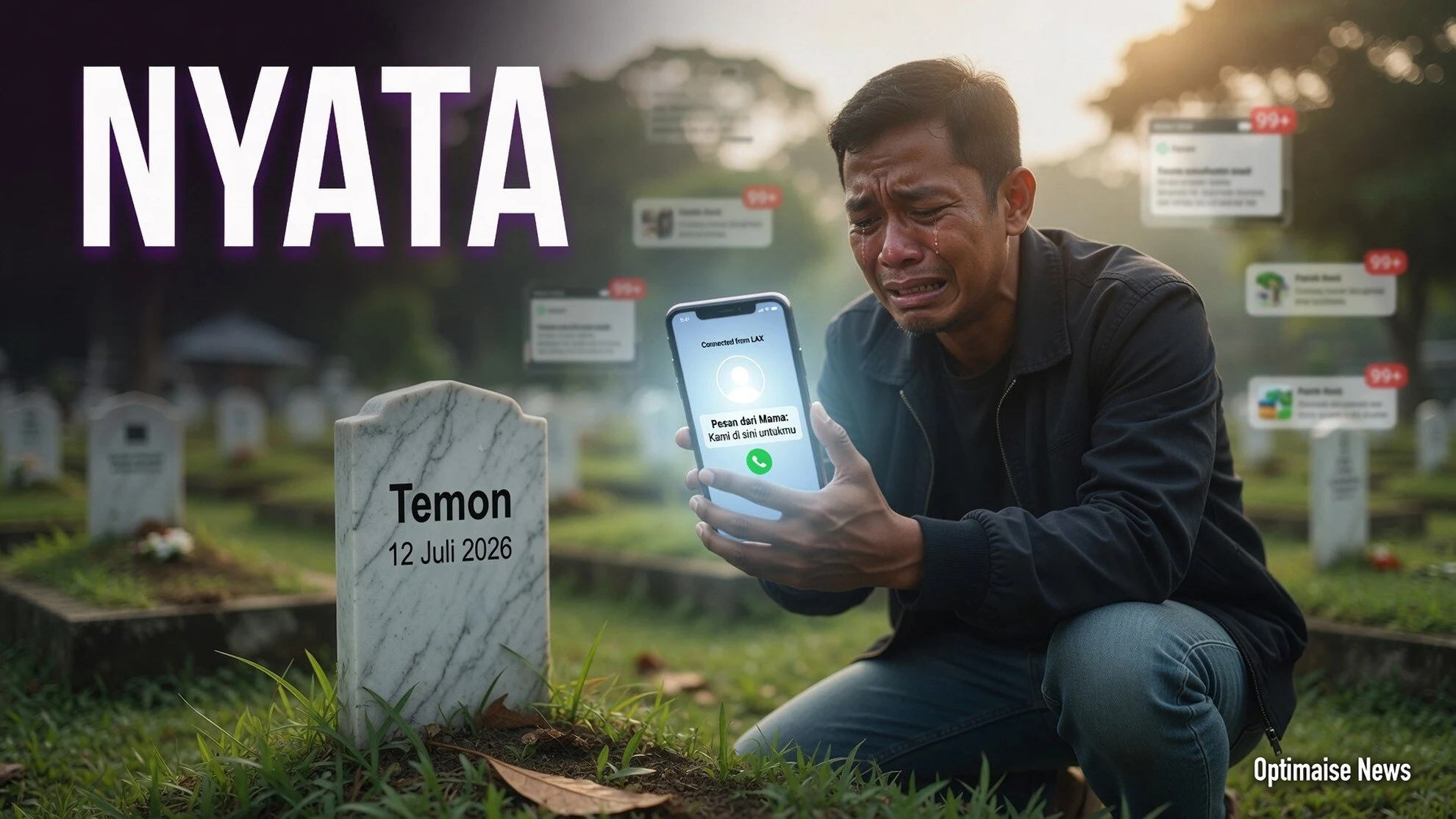 Abdel Achrian Ziarah Makam Temon, Candaan Melayat Jadi Nyata