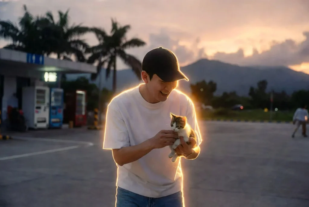 Momen Lucu Ahn Hyo Seop Bermain dengan Kucing di Rest Area