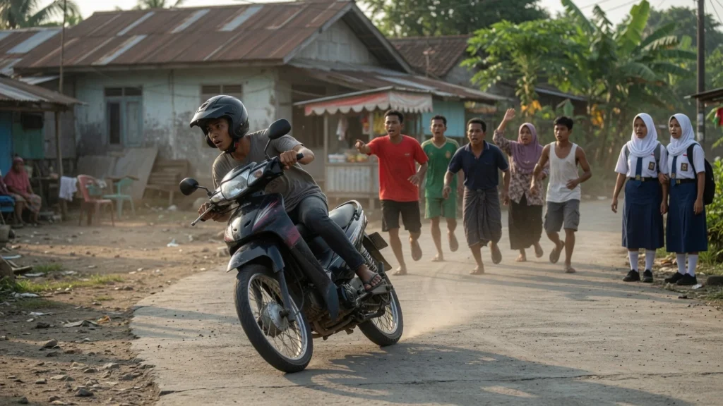 Perebutan Kunci dan Pelarian dengan Motor Korban