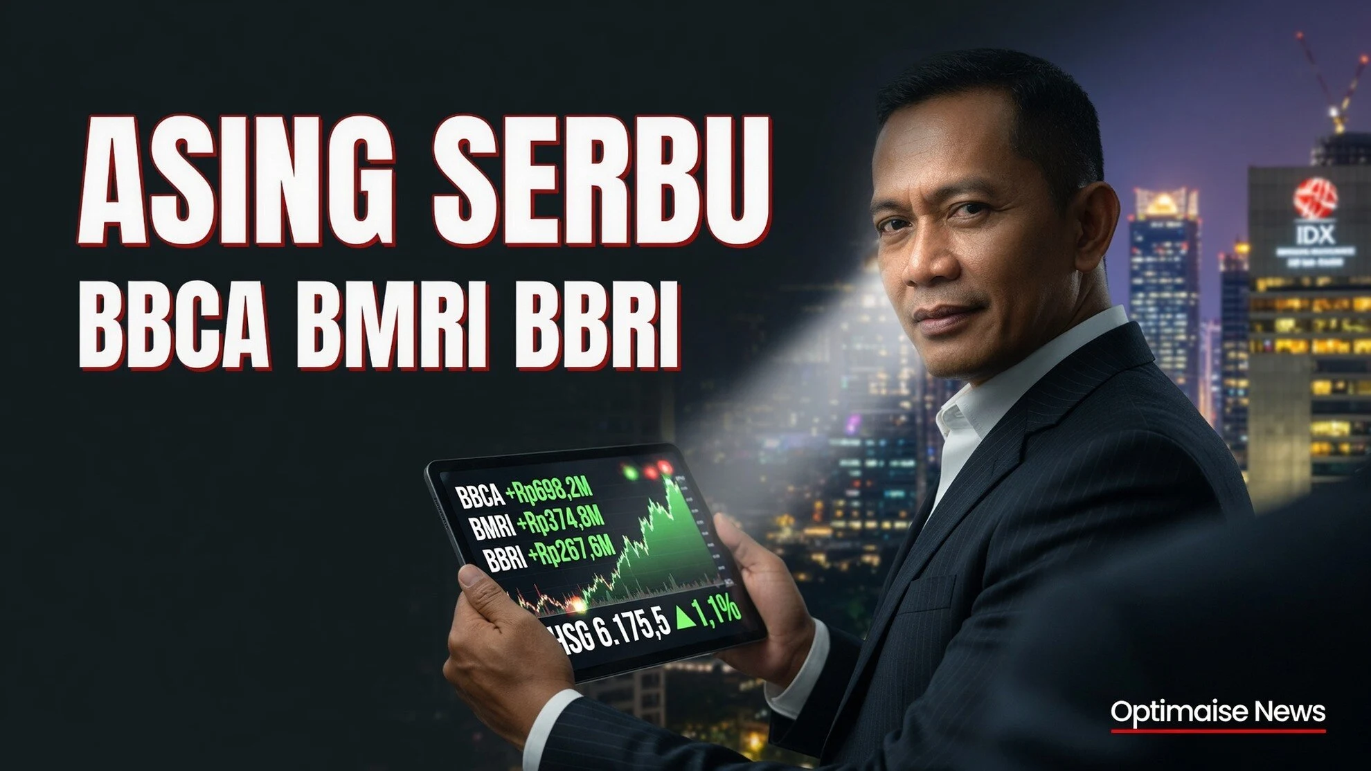 Asing Serbu BBCA, BMRI, BBRI Rp 1,34 T, IHSG 6.175
