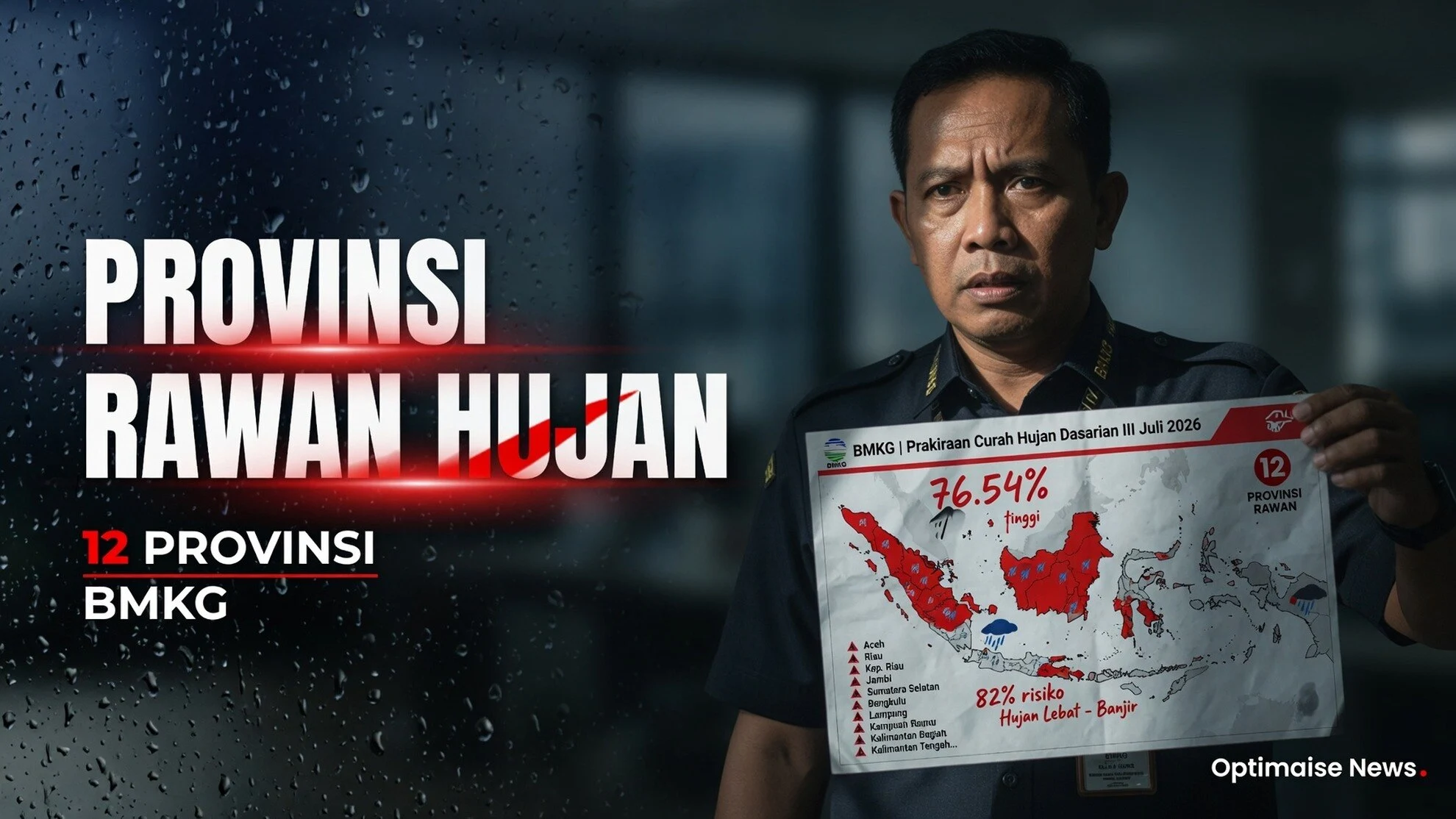 BMKG: 12 Provinsi Rawan Hujan Lebat Minggu 19 Juli