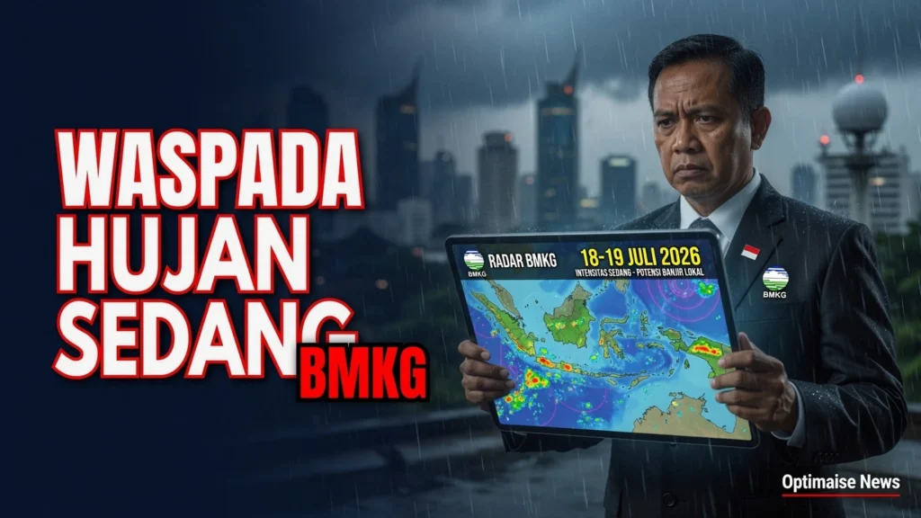BMKG: Waspada Hujan Sedang-Lebat 18-19 Juli 2026