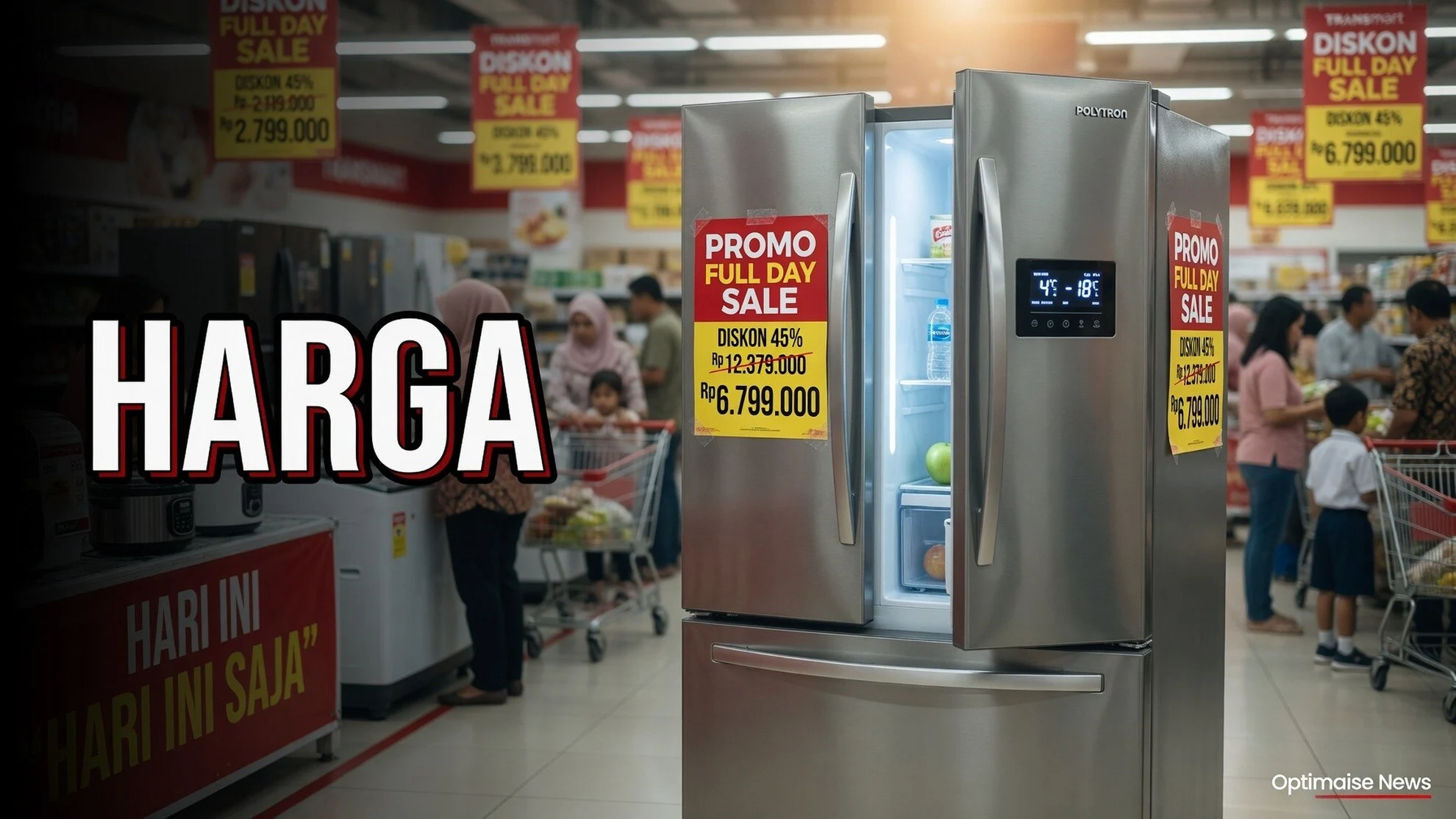 Banting Harga Kulkas Polytron Side by Side 480L ke Rp8,3 Juta