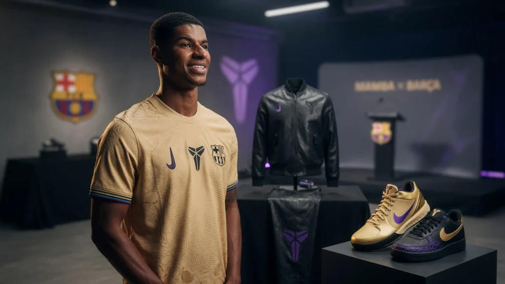 Sepatu Matching: Kobe 4 Protro Emas plus Air Force 1 Hitam-Ungu