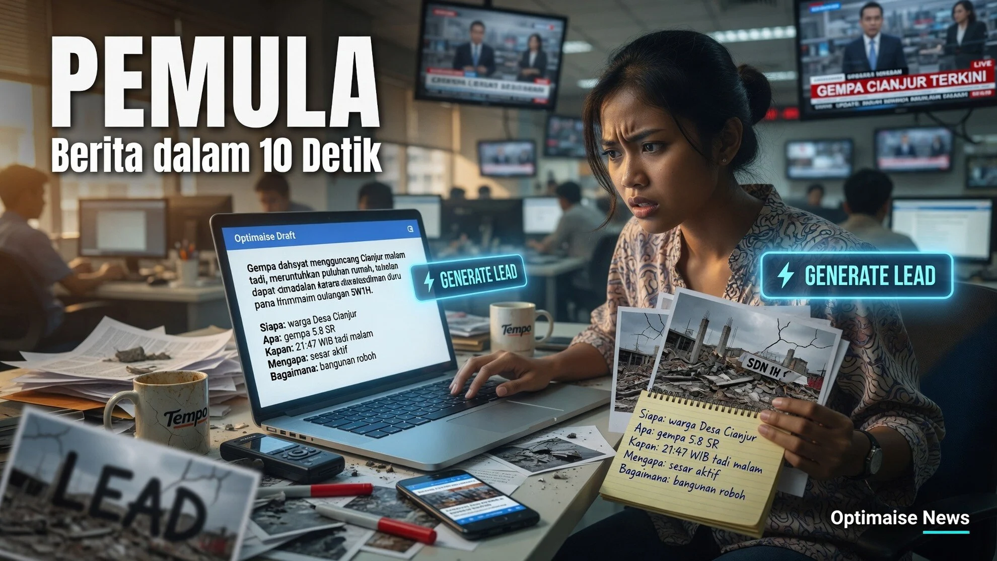 Berita dalam 10 Detik lewat Piramida Terbalik Pemula