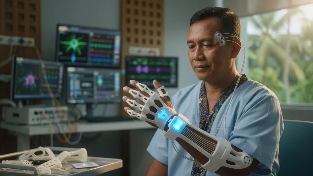Umpan balik sentuhan lewat penopang lengan cetak 3D ke korteks sensorik