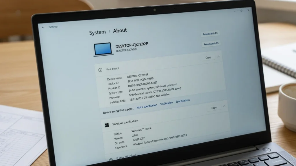 Cara melihat spesifikasi laptop lewat Settings