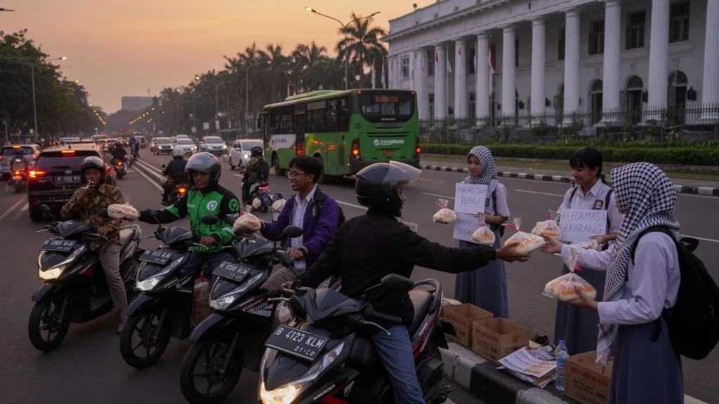 Jalan Medan Merdeka Selatan yang ditutup sejak siang