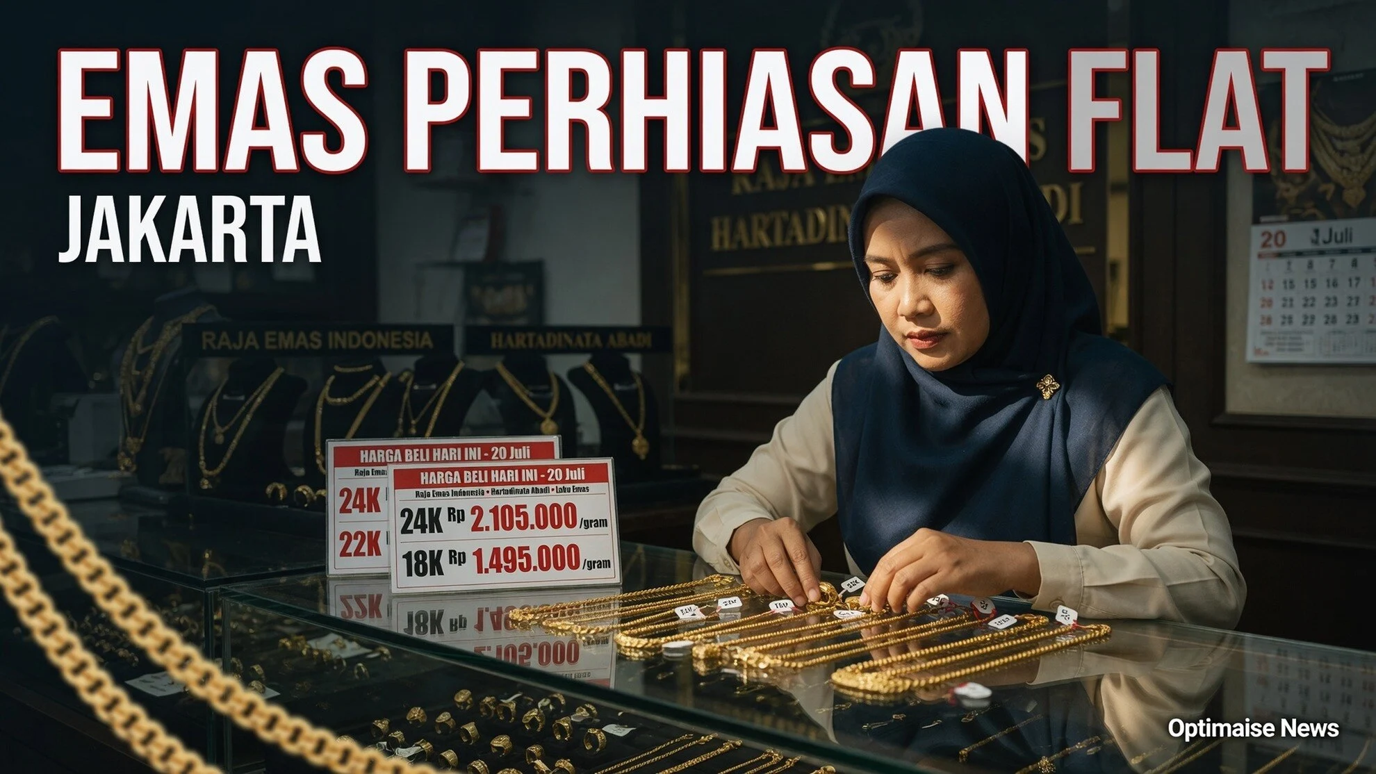 Emas Perhiasan Flat 20 Juli, 24K Rp2,105 Juta