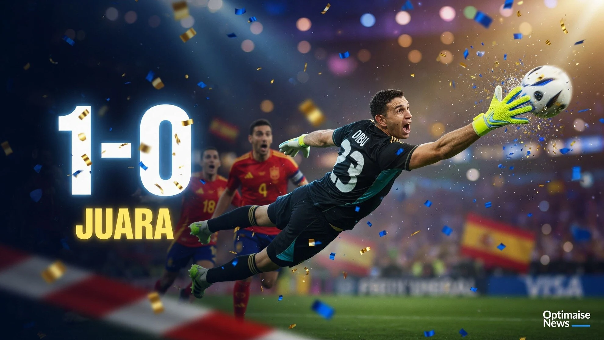 Emi Martinez Rekor 11 Penyelamatan, Spanyol Juara 1-0