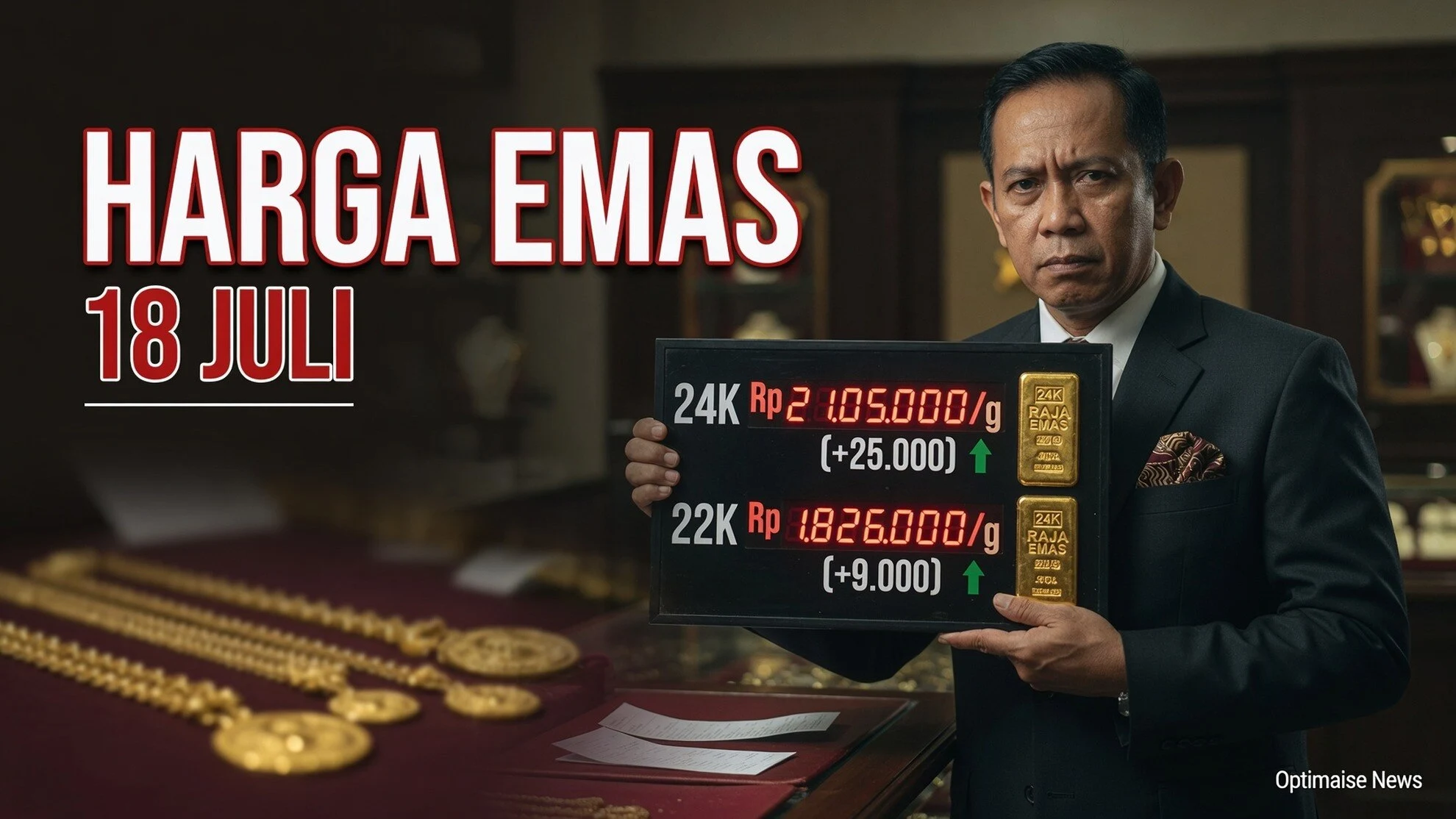 Harga Emas 18 Juli: Raja Emas Naik, Hartadinata Turun