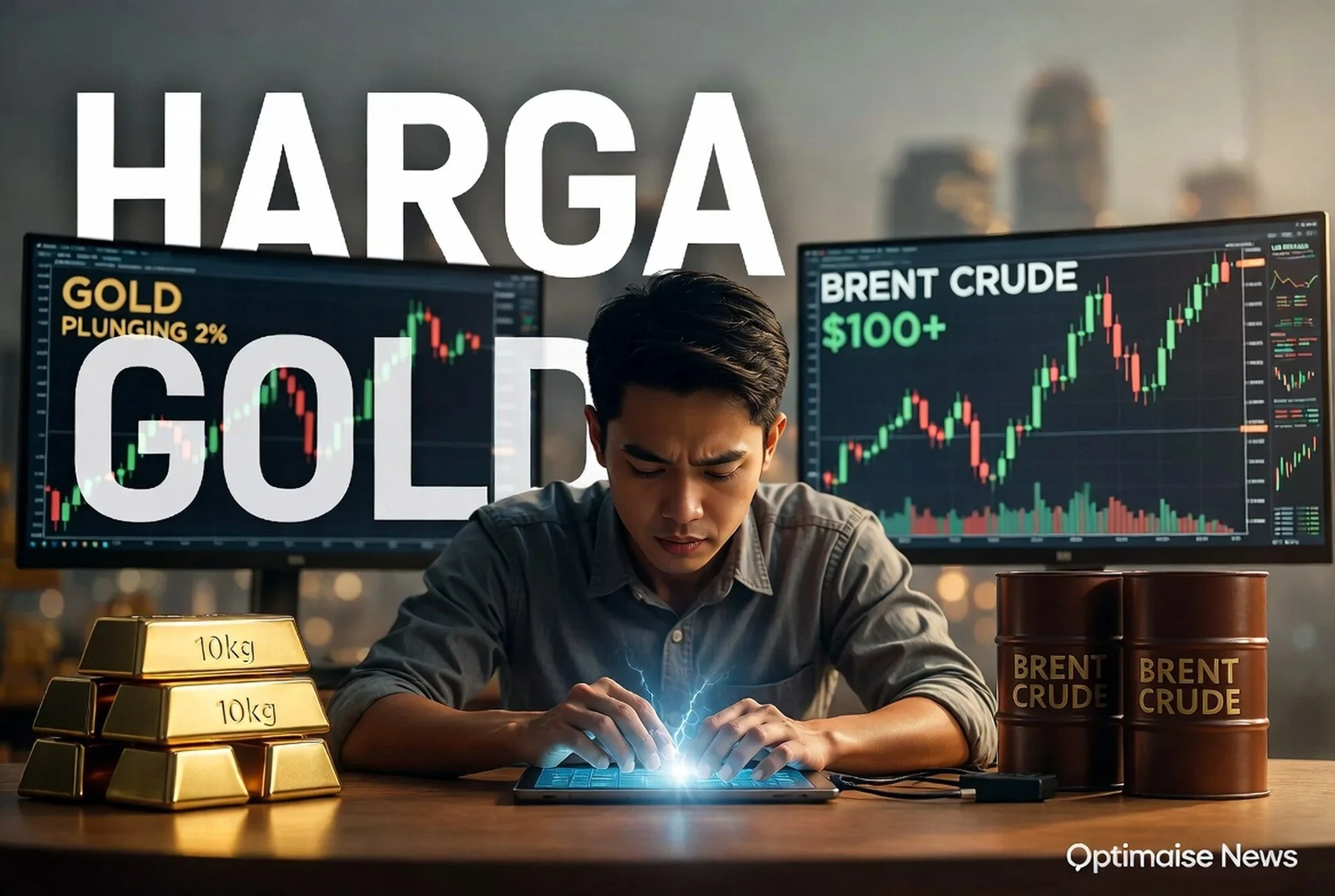 Harga Emas Ambruk 2% ke US$4.047, Terbakar Lonjakan Minyak Brent