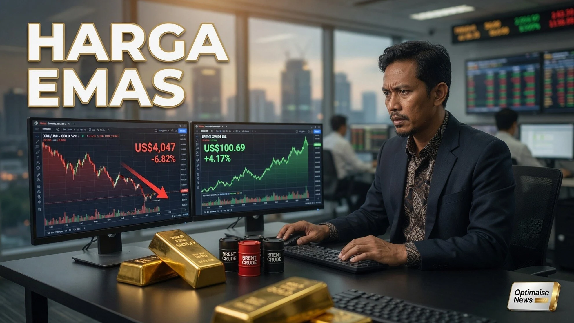 Harga Emas Anjlok 2% ke US$4.047: FedWatch September Capai US$4.047