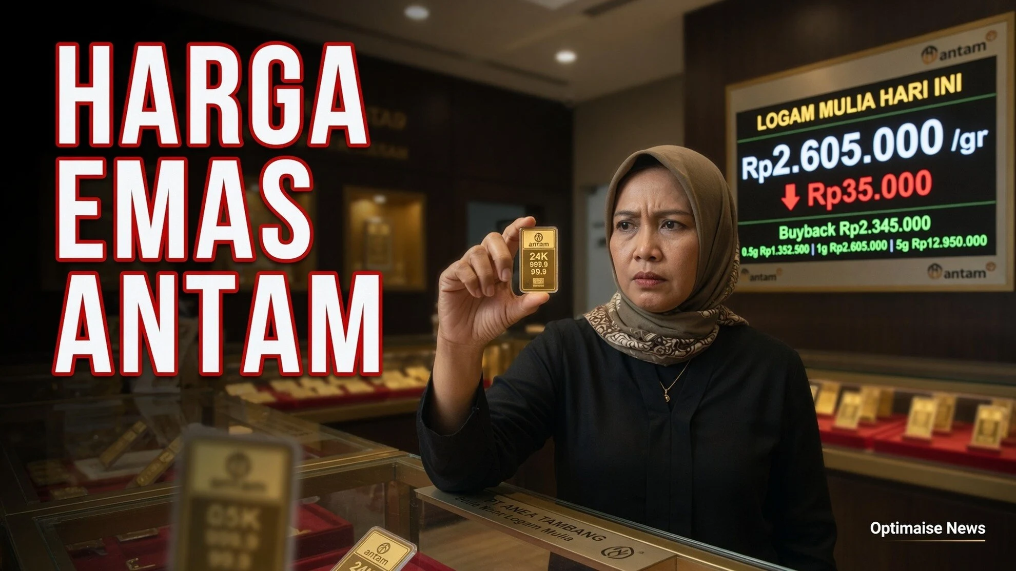 Harga Emas Antam Ambruk Rp35 Ribu