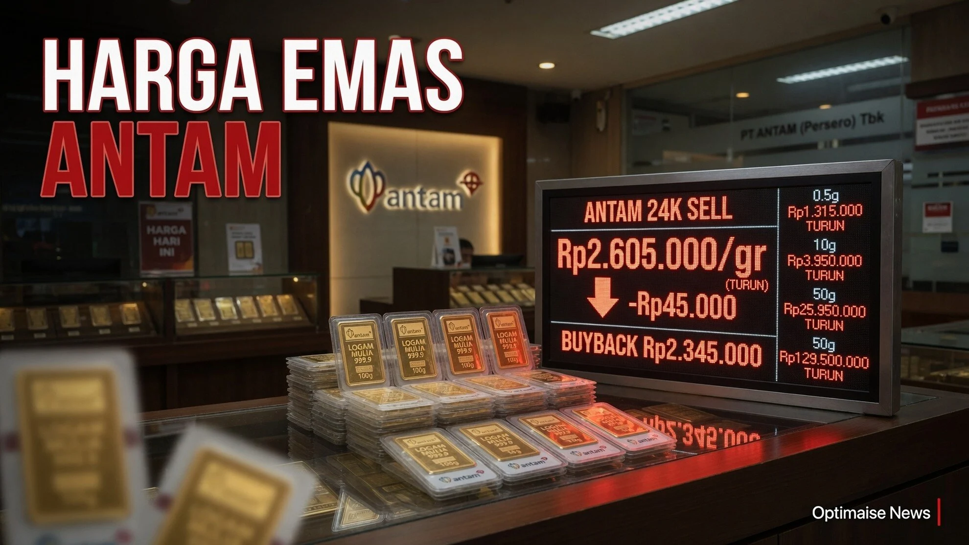 Harga Emas Antam Anjlok Rp35 Ribu, Buyback Melebar ke Rp35 Ribu