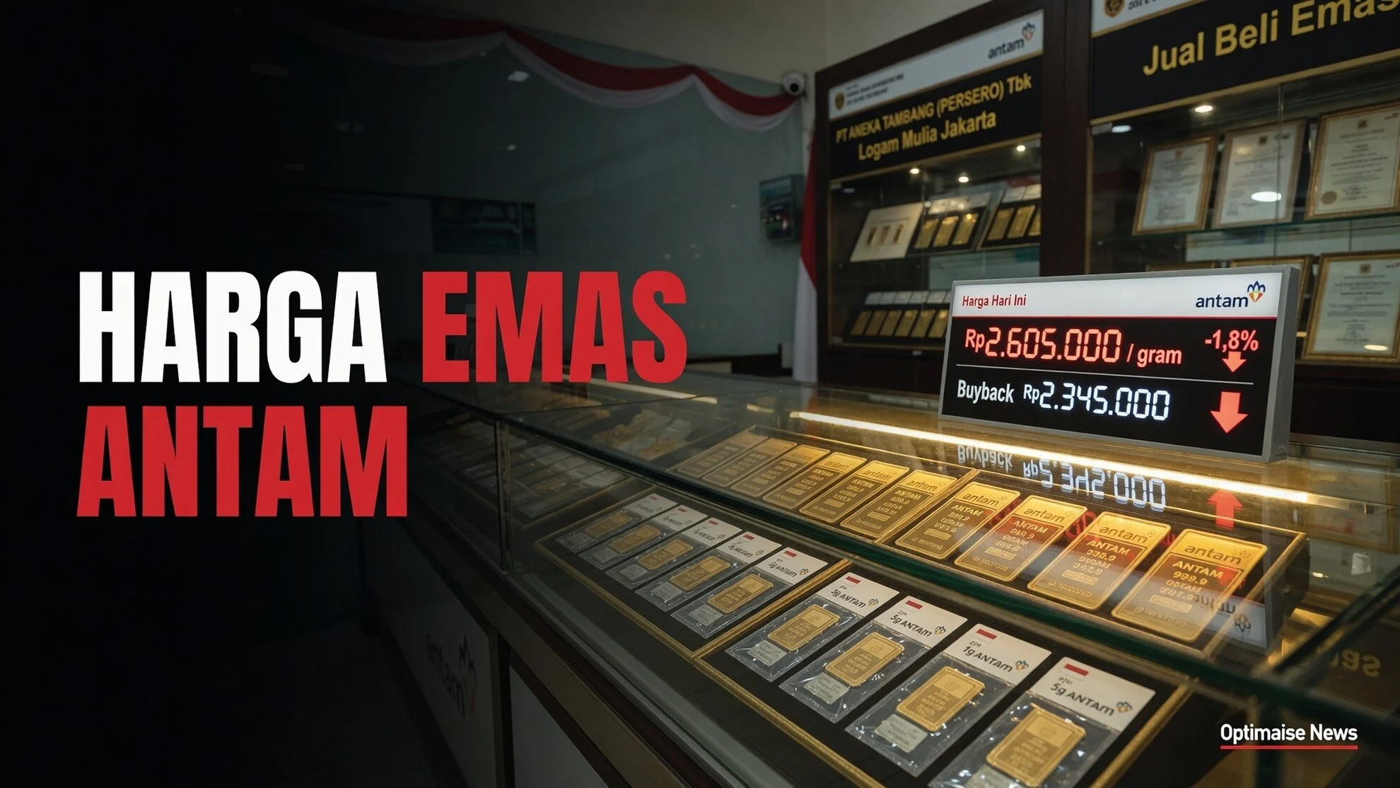 Harga Emas Antam Anjlok, Spread Jual-Beli Melebar Jadi Rp260 Ribu