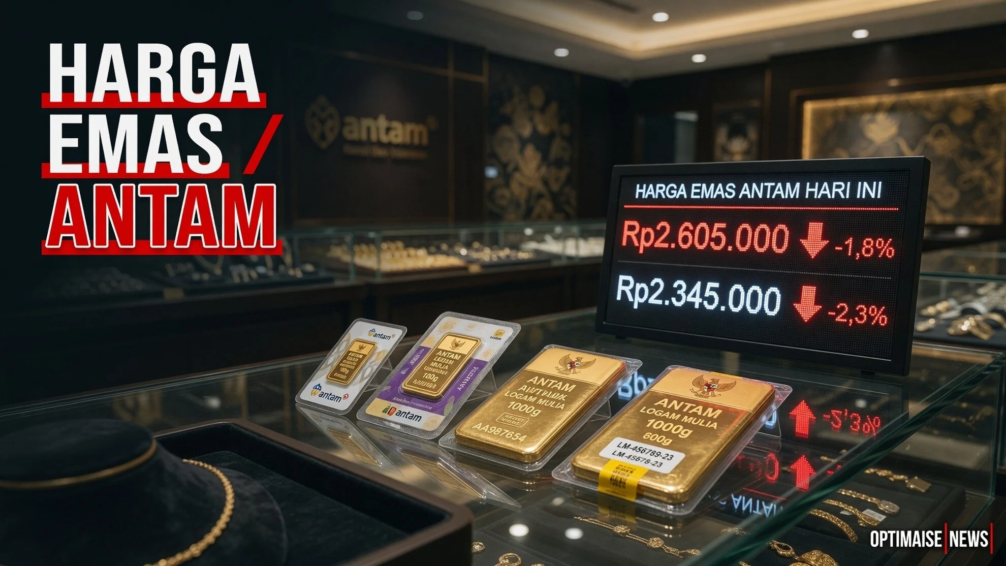 Harga Emas Antam Luruh ke Rp2.605.000
