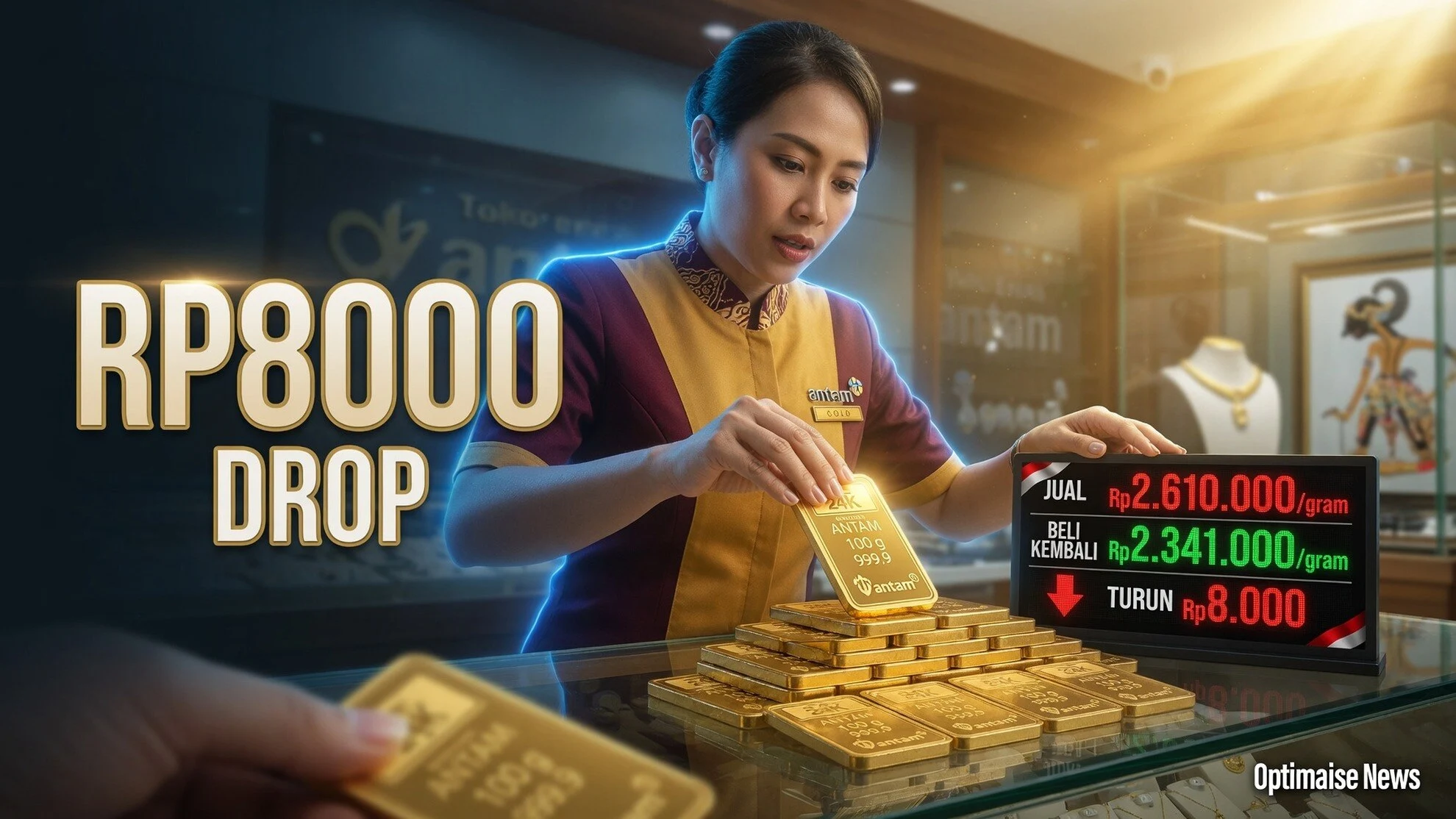 Harga Emas Antam Melebar Spread, Buyback Turun Rp8.000