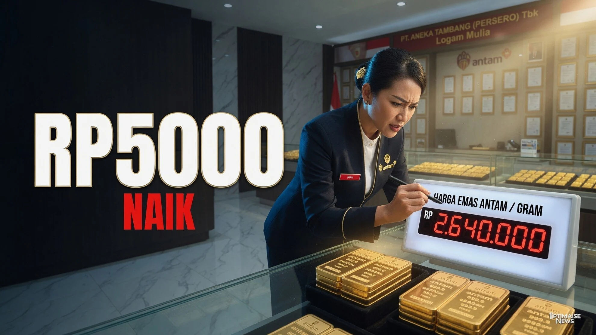 Harga Emas Antam Naik Rp5.000