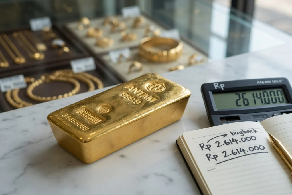 Update harga jual dan buyback emas batangan Antam