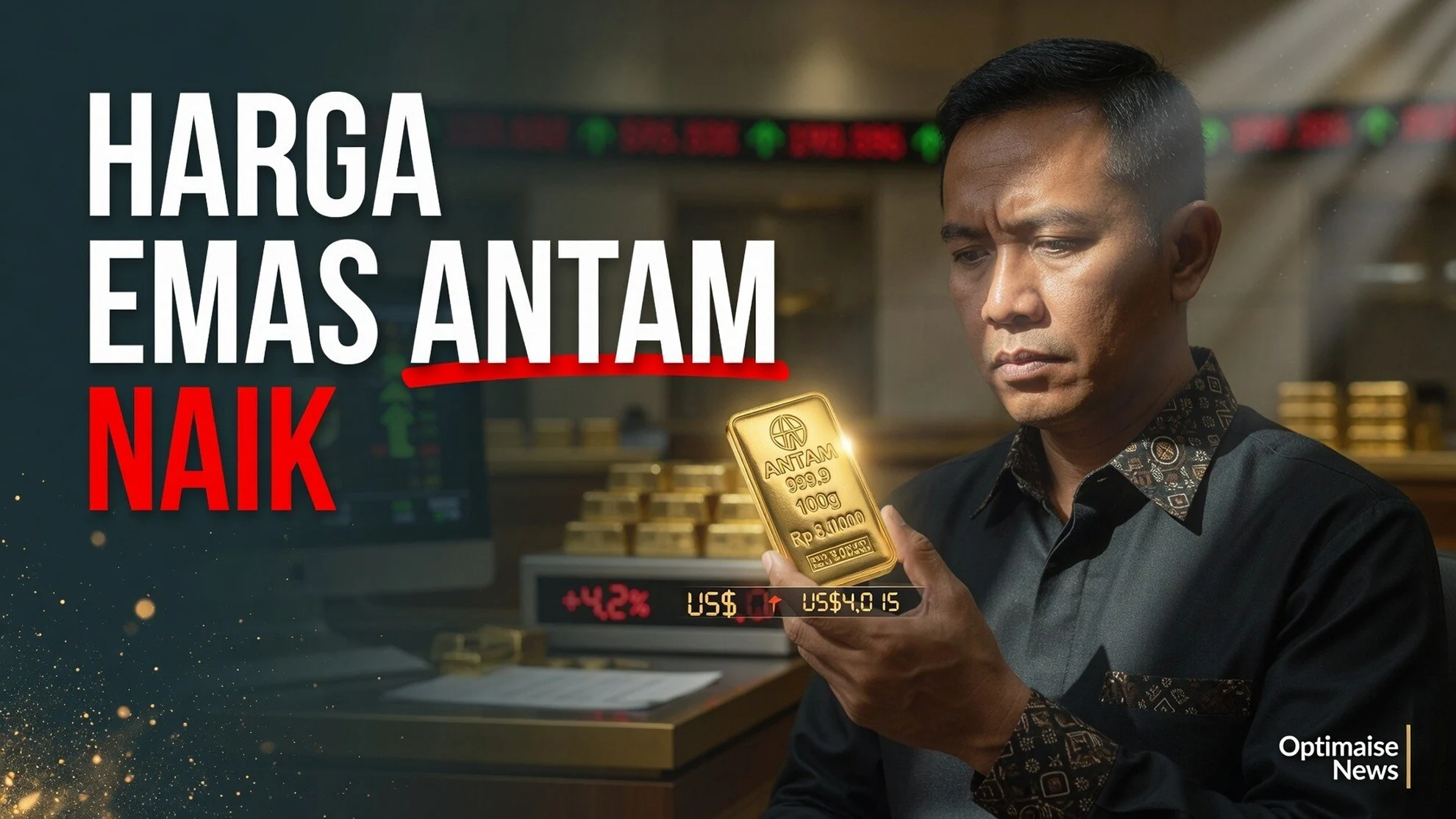 Harga Emas Antam Naik Rp8.000 Walau Global Turun 3%