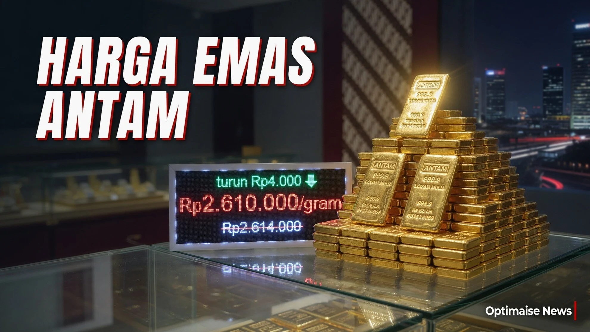 Harga Emas Antam Senin Turun Rp4.000 ke Rp2,61 Juta