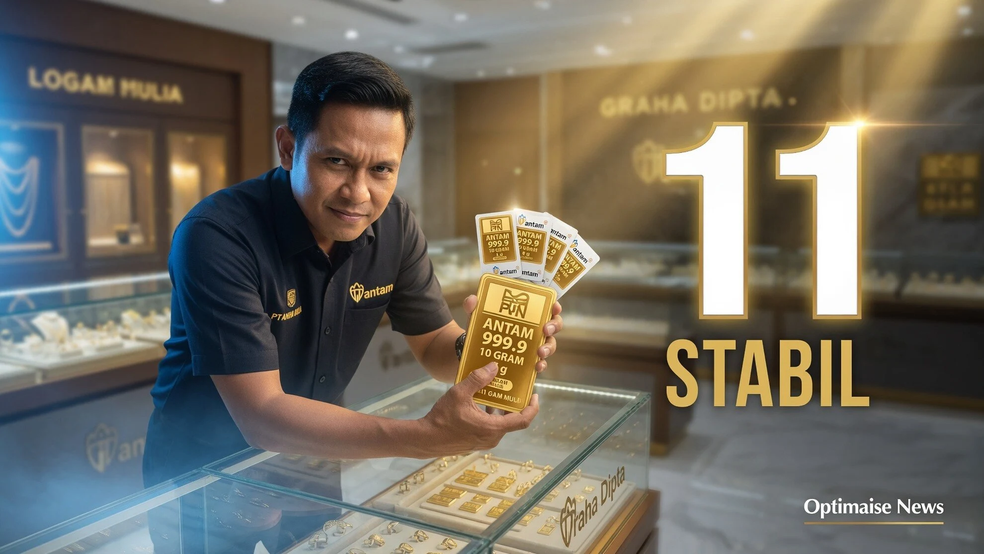 Harga Emas Antam Stabil di Rp2.614.000, Dunia +1,1%