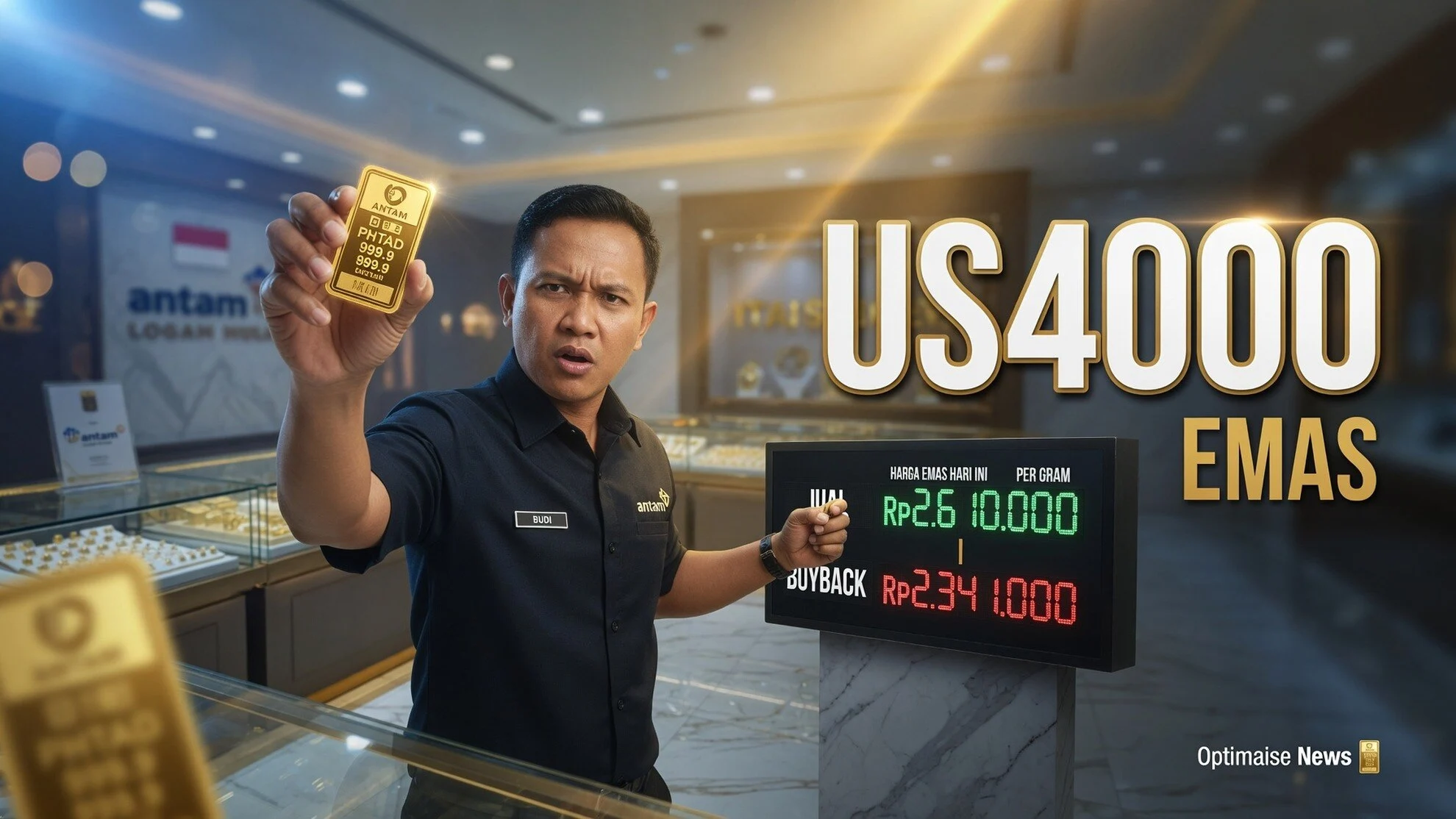 Harga Emas Antam Turun Rp4.000 meski Dunia di Atas US$4.000