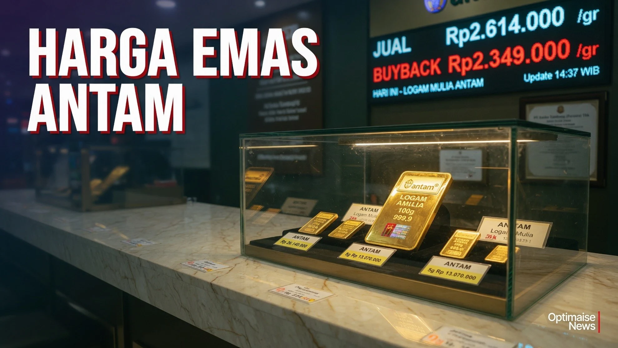Harga Emas Antam Tutup Rp2,614 Juta, Buyback Lebih Dalam