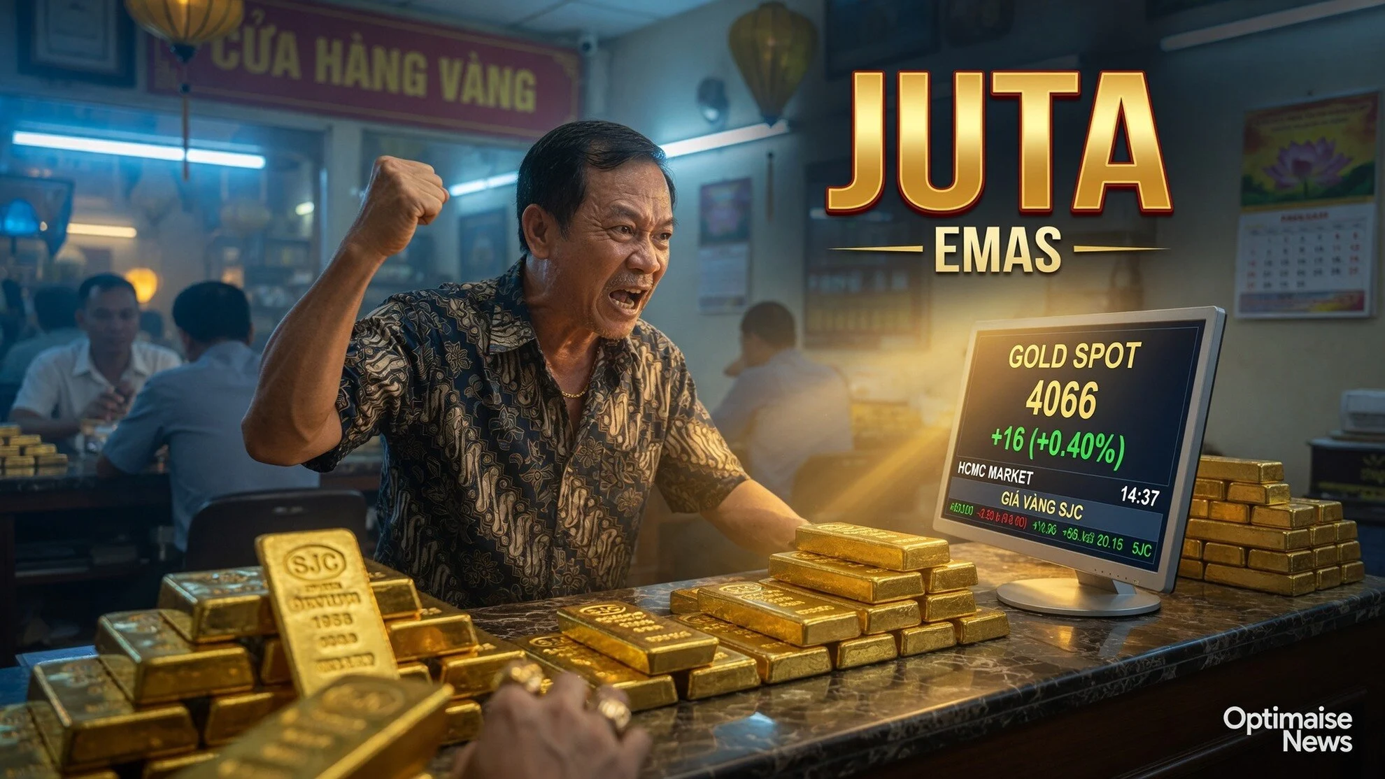 Harga Emas Dunia Naik ke US$4.066, SJC Batangan 140,5 Juta