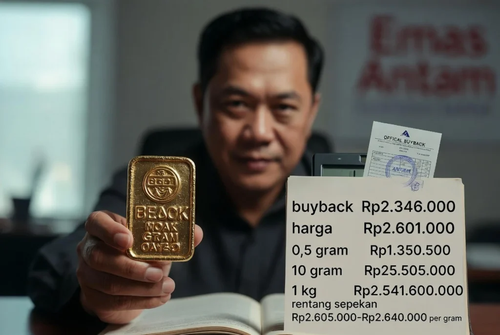 Buyback Emas Antam Turun Rp15.000