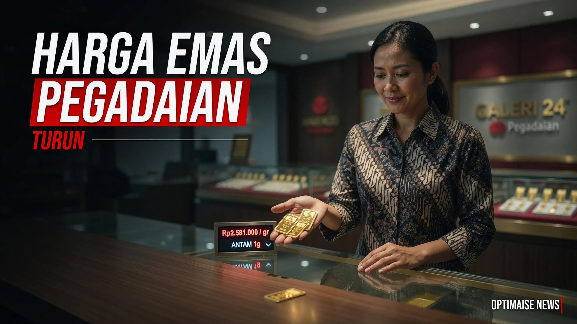 Harga Emas Pegadaian Turun, Antam Anjlok Rp36.000 per Gram