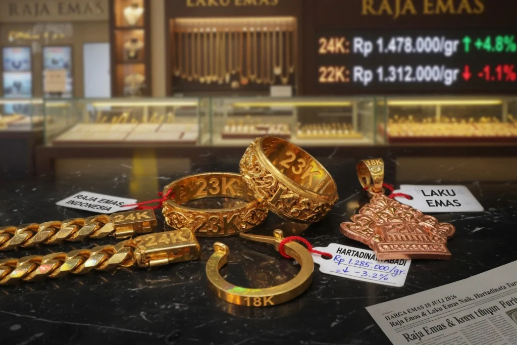 Rincian Kenaikan per Gram Menurut Kadar di Raja Emas Indonesia
