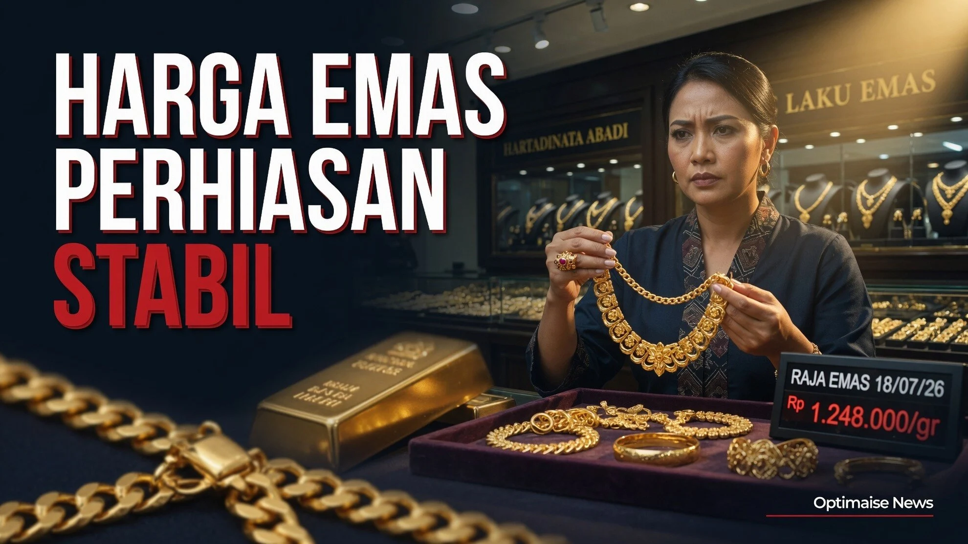 Harga Emas Perhiasan Stabil Meski Tekanan Global