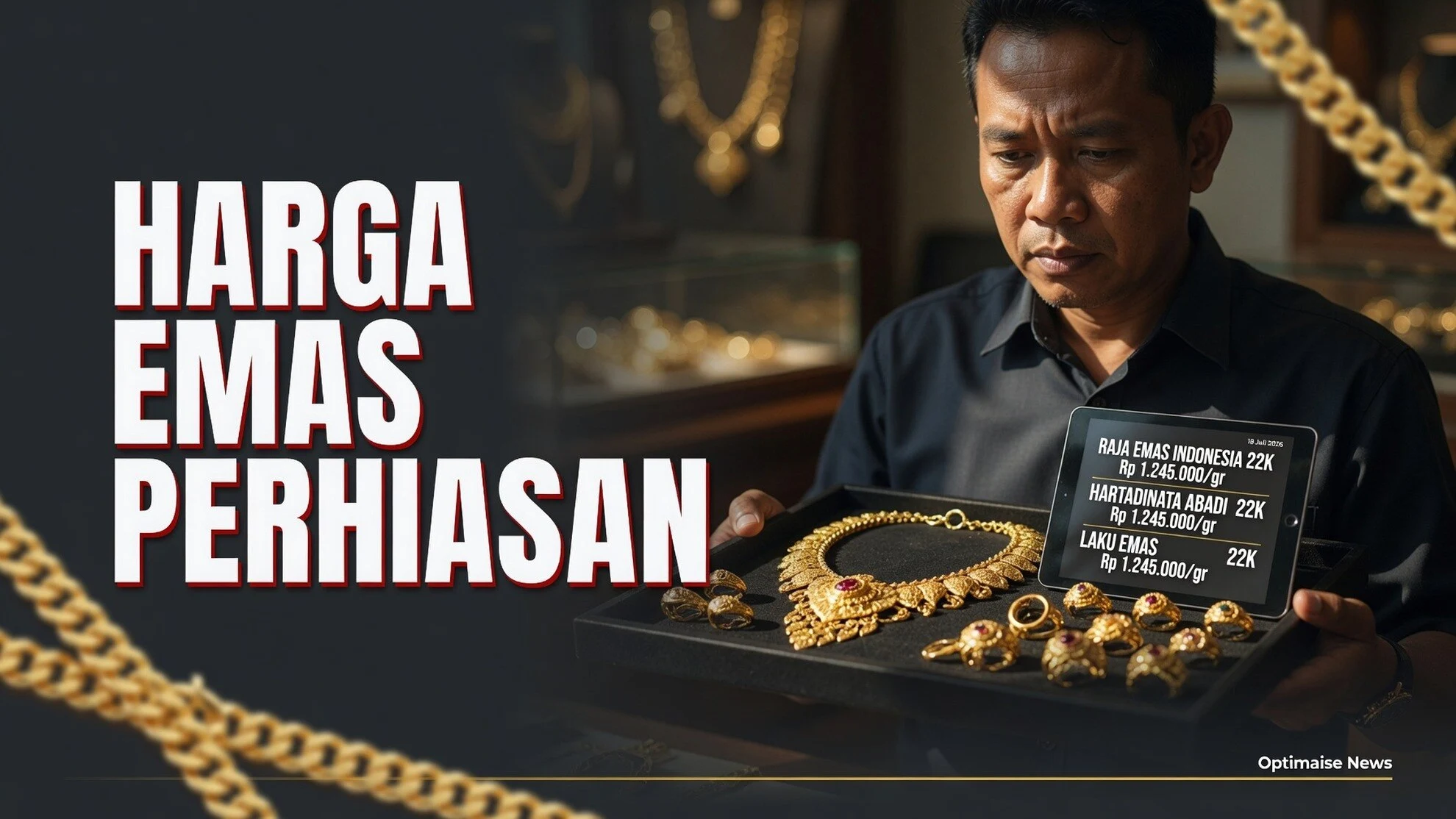 Harga Emas Perhiasan Tak Bergeser di 3 Outlet 18 Juli