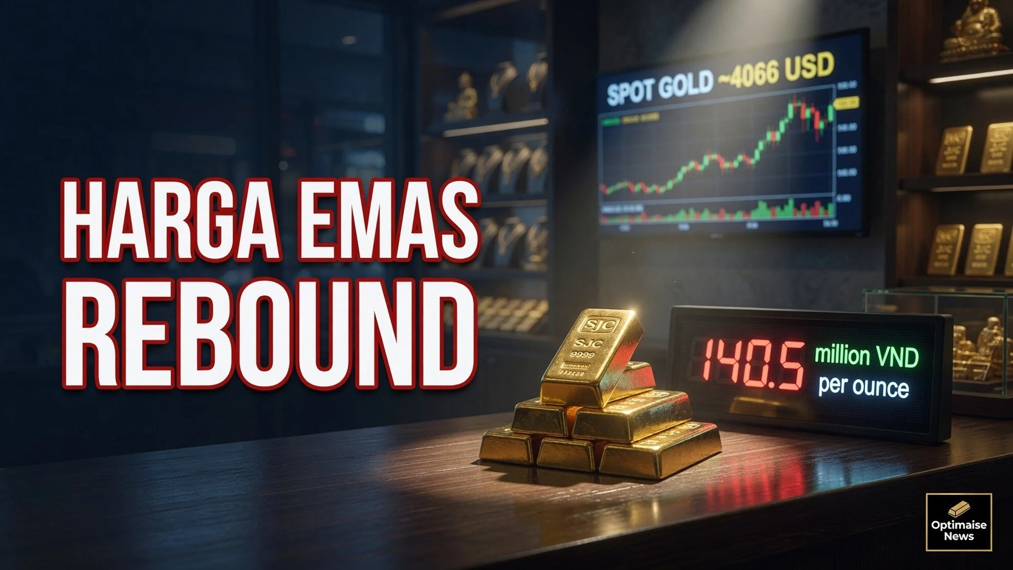 Harga Emas Rebound ke US$4.066 Meski Yield 4,70% dan SJC Zona Bawah