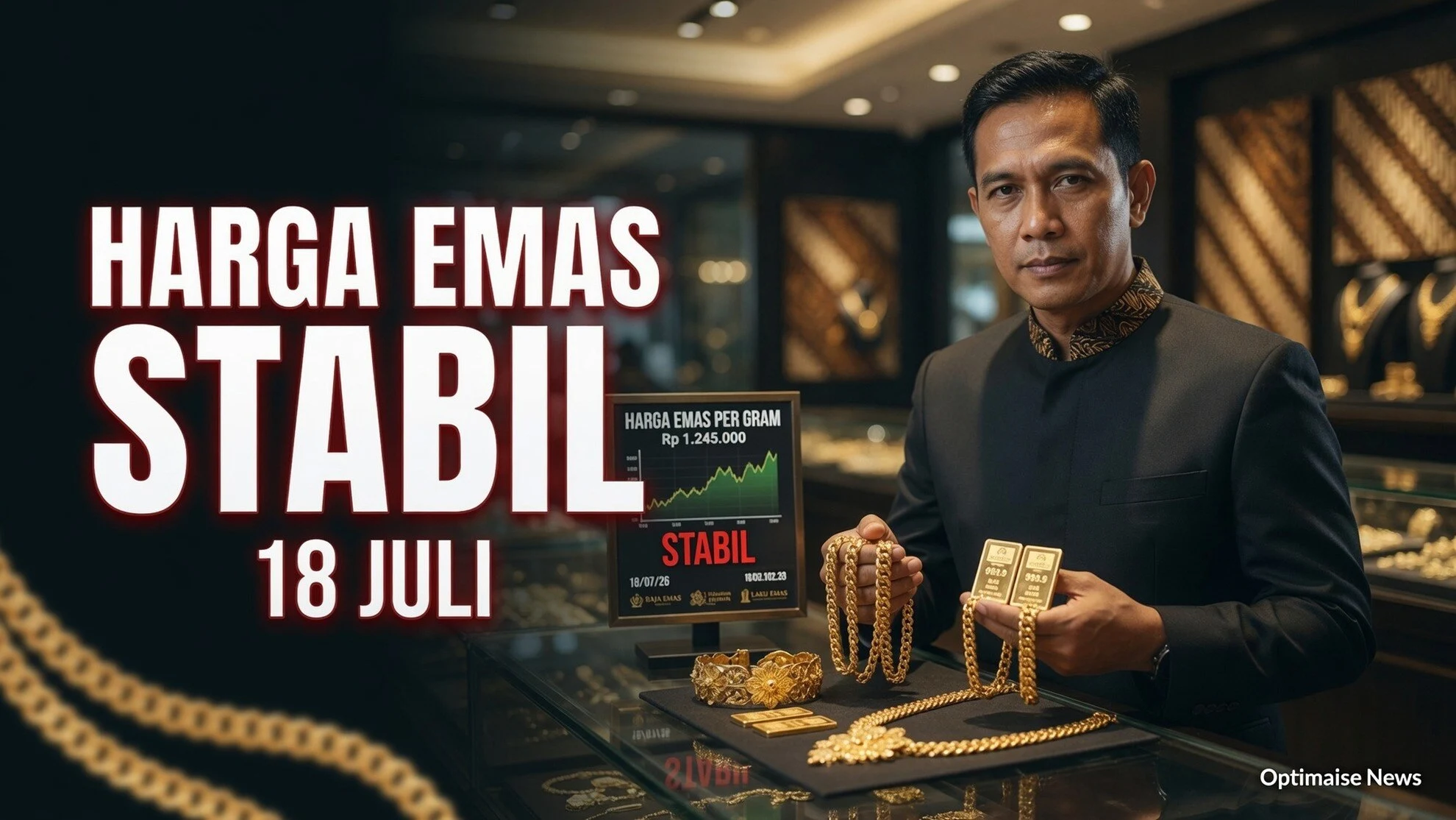 Harga Emas Stabil 18 Juli, Antam Naik Rp 8.000