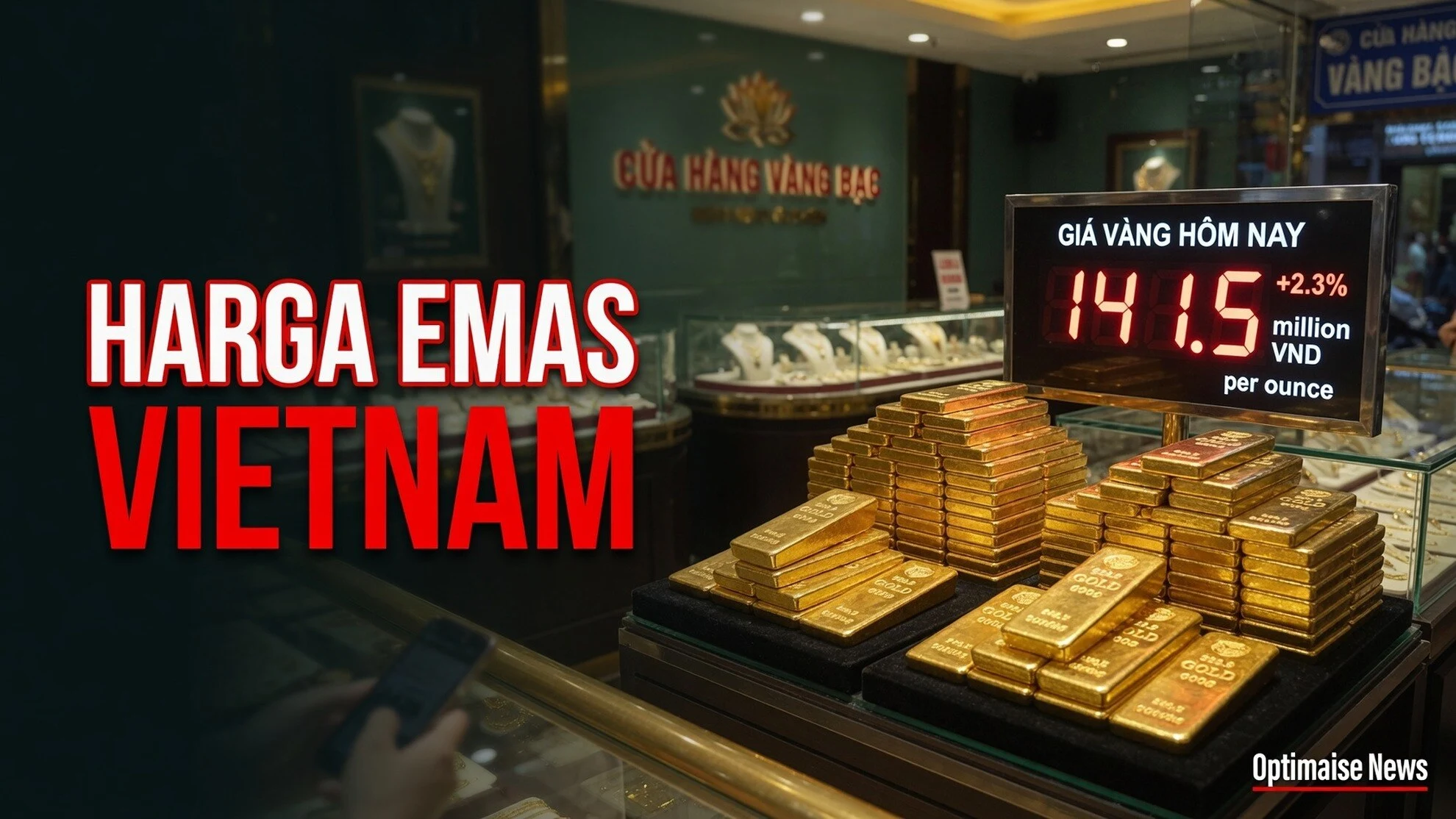 Harga Emas Vietnam Rebound Kuat, Batangan Tembus 141,5 Juta VND