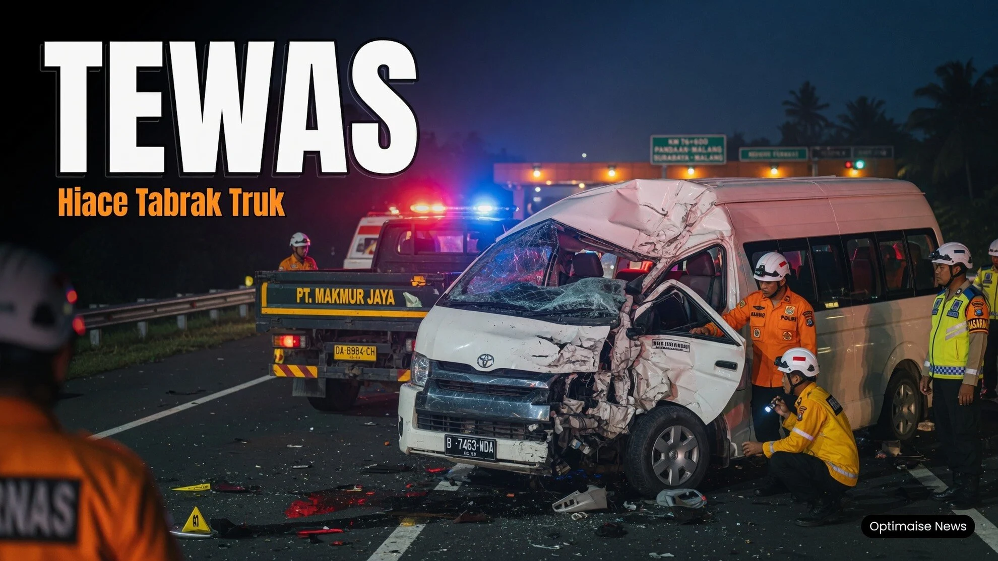 Hiace Tabrak Truk di Km 76 Tol Pandaan-Malang: 3 Tewas