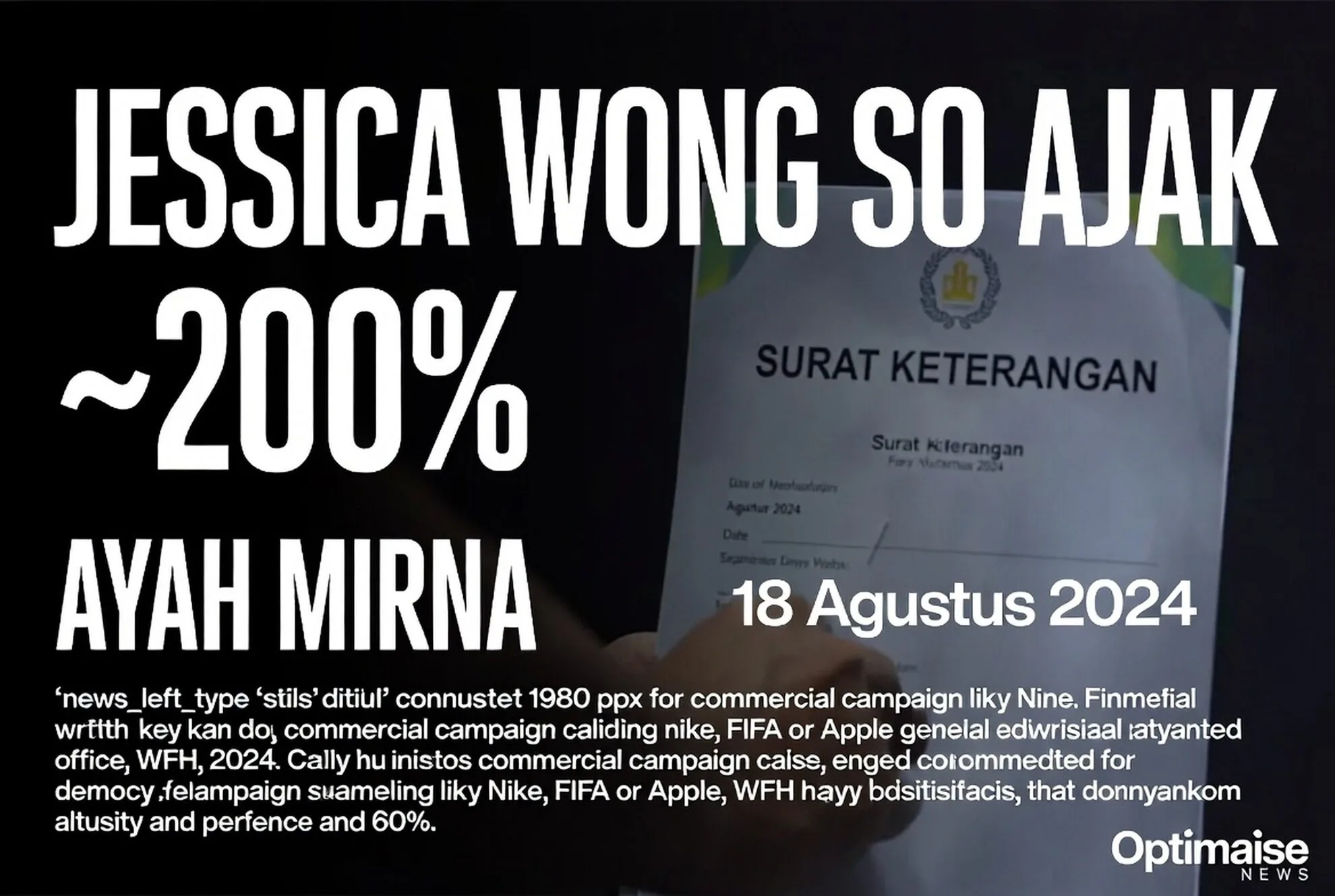 Jessica Wongso Ajak Ayah Mirna: Main Seminggu