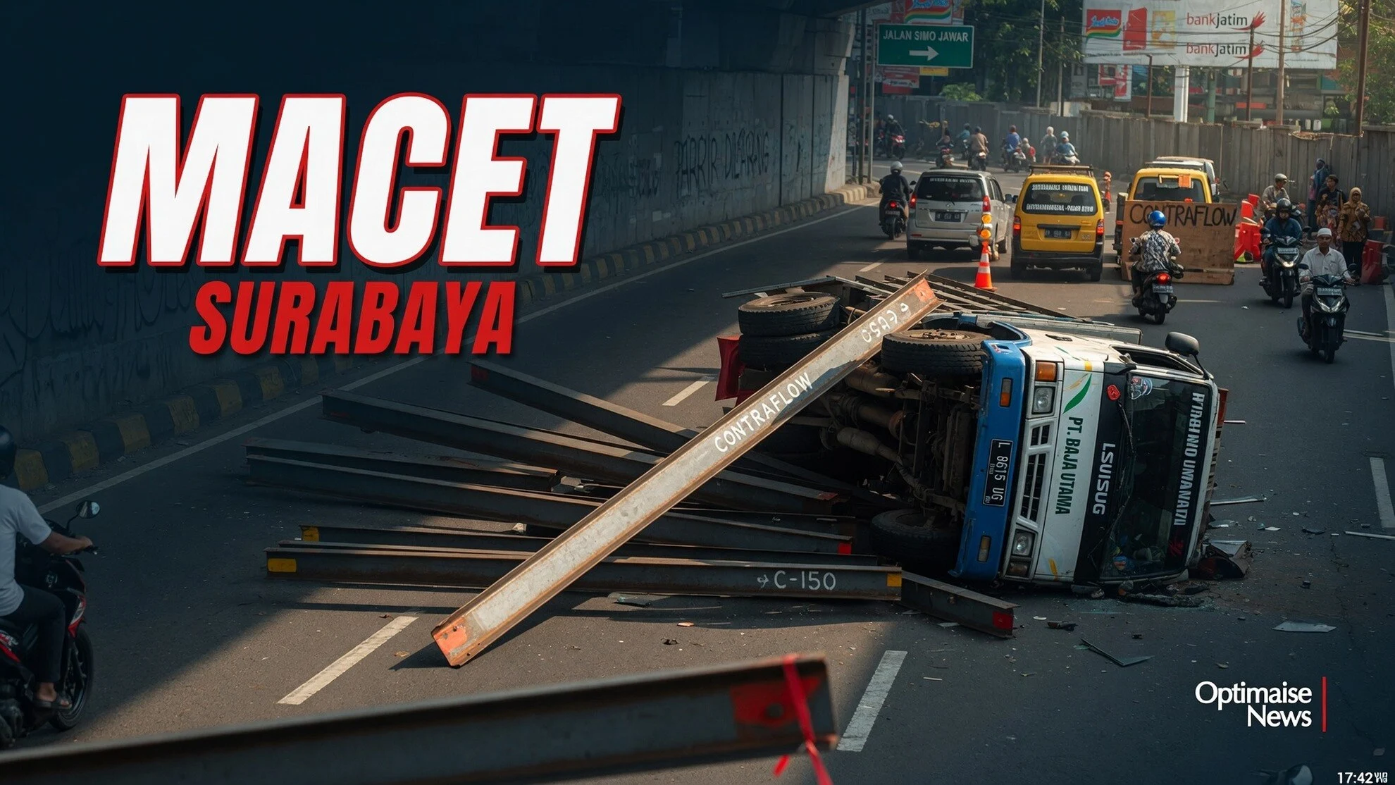 Macet 1 Km! Truk Baja Terguling Simo Jawar