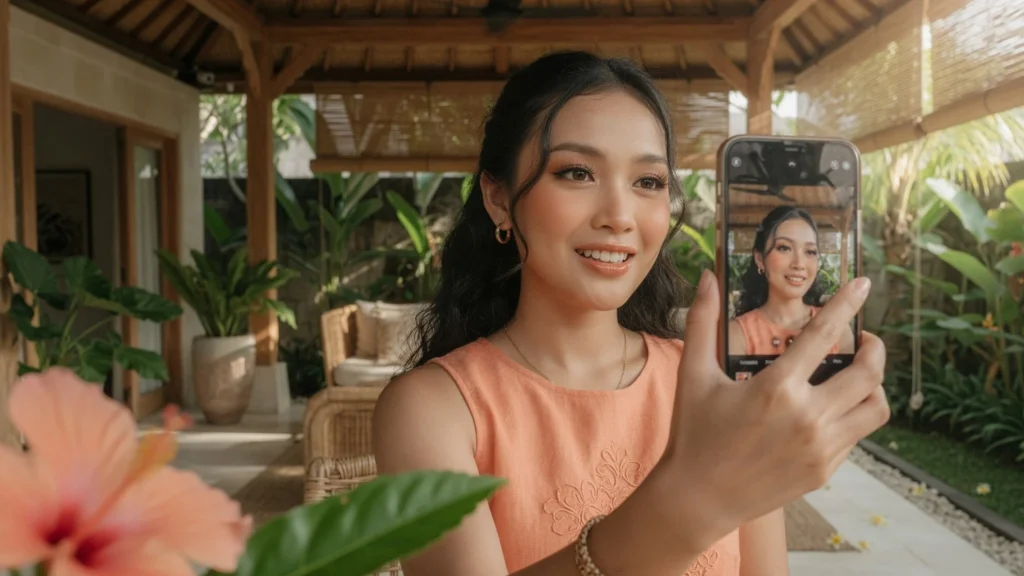 Pilihan Eyeshadow Hangat serta Lip Gloss Nude yang Menjaga Kesan Cerah