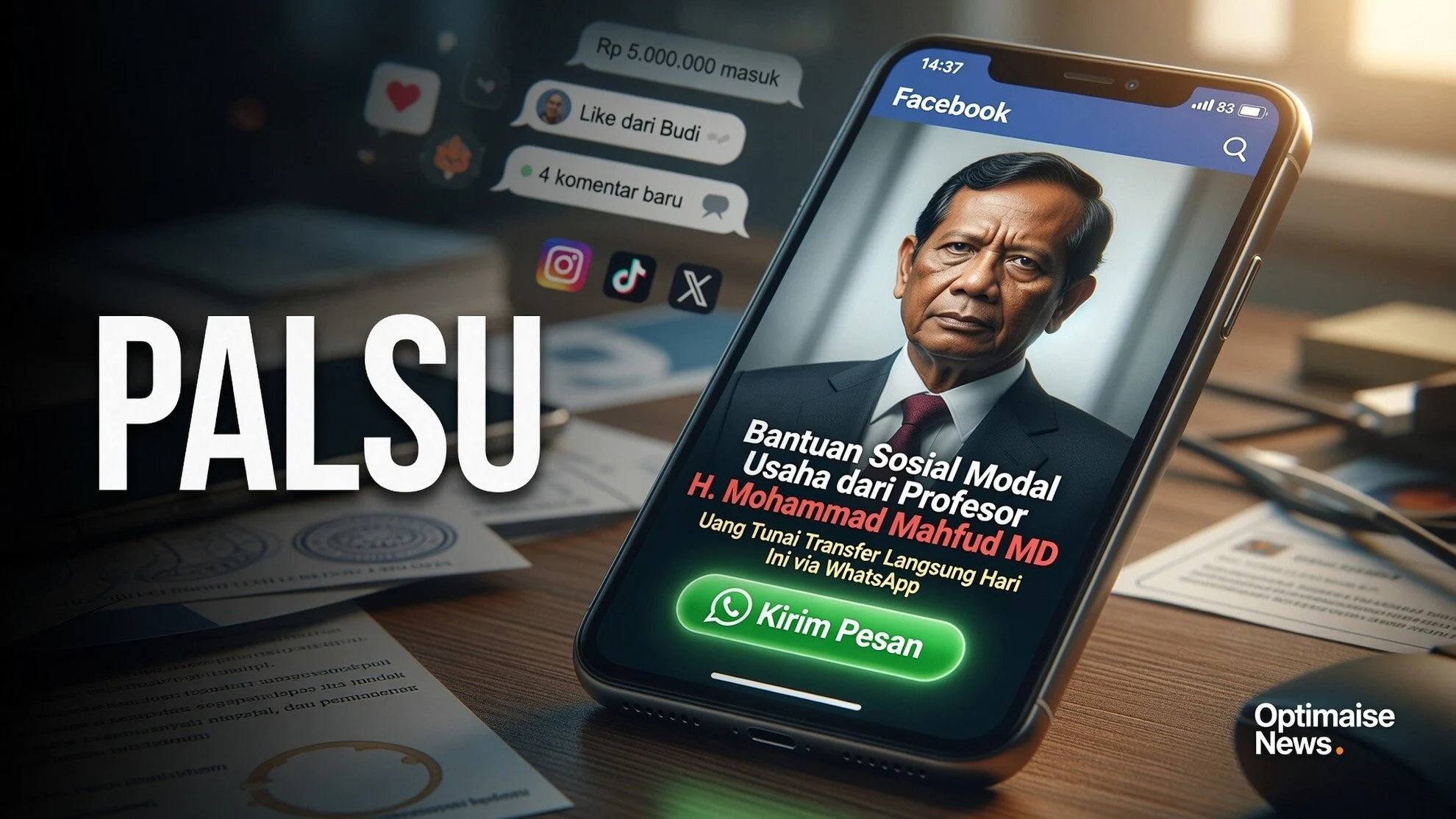 Penipu Manfaatkan Nama Mahfud Md lewat Video dan Foto Palsu