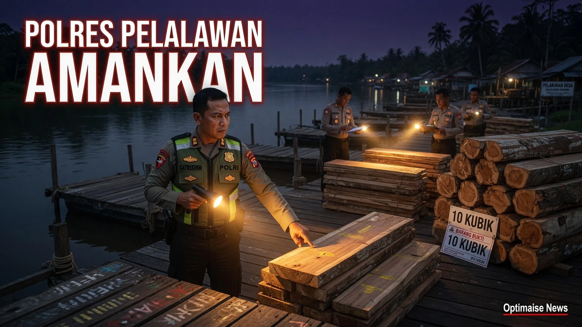 Polres Pelalawan Amankan 10 Kubik Kayu Diduga Hutan Lindung
