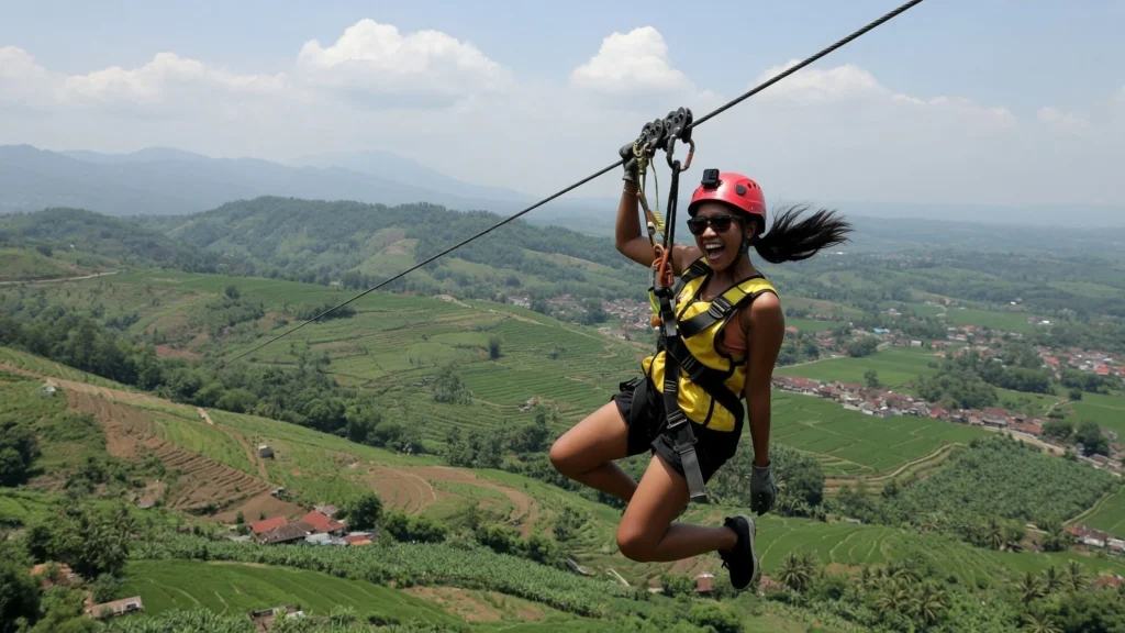 Flying fox jadi puncak adrenalin di sela rehat