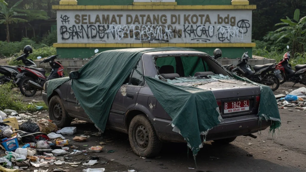Kondisi Fisik Kendaraan dan Jejak Vandalisme di Sekitarnya