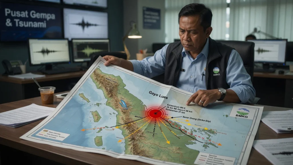 Sebaran Intensitas MMI: Gayo Lues hingga Medan-Sibolga