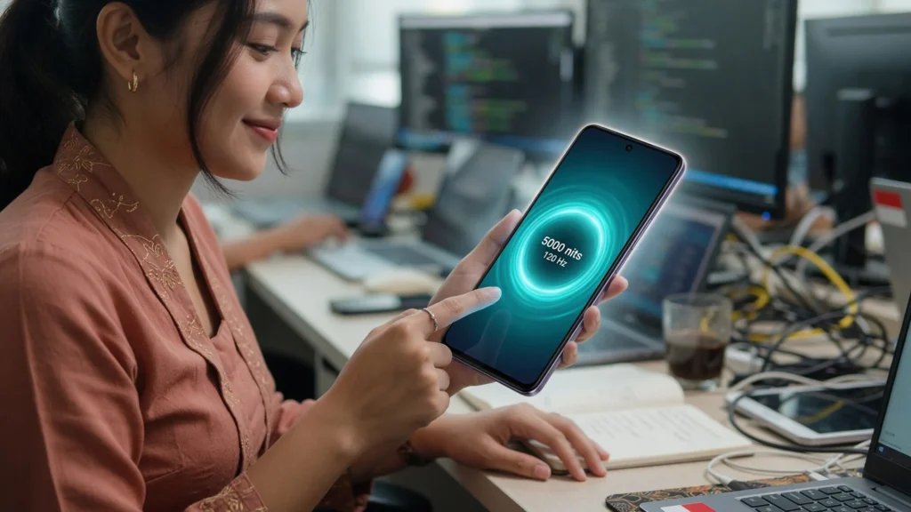 Layar AMOLED 6,83 Inci 1,5K, Bezel 1,3 mm, 5.000 Nits